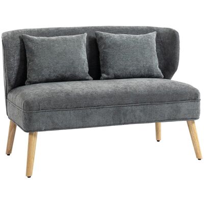 OEM Canapé 2 Places, Petit Canapé En Chenille Avec Dossier À Oreilles, Assise Épaisse, Pieds En Hévéa, Gris - Publicité OEM Canapé 2 Places, Petit Canapé En Chenille Avec Dossier À Oreilles, Assise Épaisse, Pieds En Hévéa, Gris - Publicité