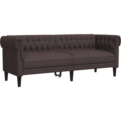 DESIGN IN Canapé Sofa Chesterfield 3 Places Marron Foncé Tissu - Publicité DESIGN IN Canapé Sofa Chesterfield 3 Places Marron Foncé Tissu - Publicité
