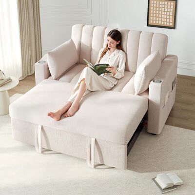 OEM Canapé Moderne Multifonctionnel, Canapé-lit, Canapé Convertible Avec Fonction Couchage, Canapé Double Avec Dossier Réglable, Avec Porte-gobelet Et Coussins, Convient Au Salon, À La Chambre, À L'Appart - Publicité OEM Canapé Moderne Multifonctionnel, Canapé-lit, Canapé Convertible Avec Fonction Couchage, Canapé Double Avec Dossier Réglable, Avec Porte-gobelet Et Coussins, Convient Au Salon, À La Chambre, À L'Appart - Publicité