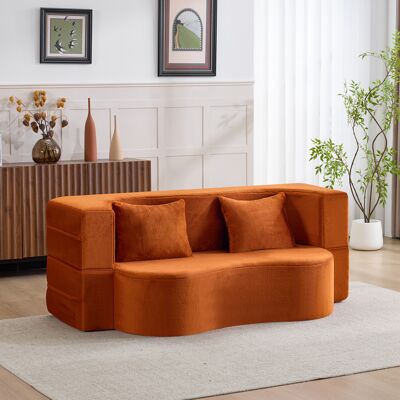 ARRIGONI Grand Canapé-lit Double Pliable À Ressorts, Sans Montage, Pour Salon, Chambre Et Autres Pièces, Orange - Publicité ARRIGONI Grand Canapé-lit Double Pliable À Ressorts, Sans Montage, Pour Salon, Chambre Et Autres Pièces, Orange - Publicité