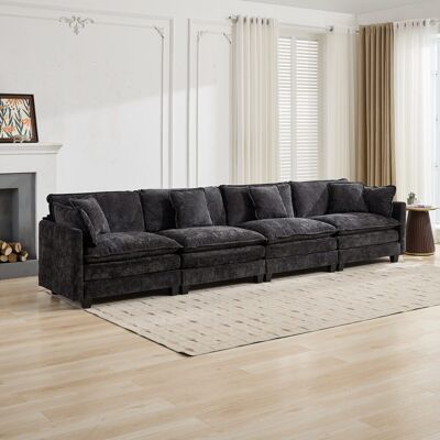 ACKERMAN Cloud Sofa 4 Seats (ottoman Is Not Included), Modern Sectional Couch, For Living Room Bedroom And Apartment, Comfy Double Layer Upholstered Seat Cushion, Breathable Chenille Fabric,black,defo5014bk - Publicité ACKERMAN Cloud Sofa 4 Seats (ottoman Is Not Included), Modern Sectional Couch, For Living Room Bedroom And Apartment, Comfy Double Layer Upholstered Seat Cushion, Breathable Chenille Fabric,black,defo5014bk - Publicité