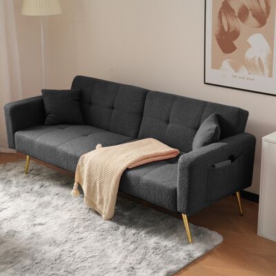 ALLAUVE Canapé Convertible Inclinable, Coussins Moelleux, Rangements Latéraux, Pieds Laiton, Salon - Publicité ALLAUVE Canapé Convertible Inclinable, Coussins Moelleux, Rangements Latéraux, Pieds Laiton, Salon - Publicité