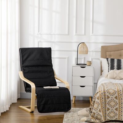 ALLAUVE Fauteuil Relaxant Inclinable Avec Repose-pieds Réglable, Chaise À Bascule En Aspect Lin, Chaise De Salle À Manger En Bouleau, Noir - Publicité ALLAUVE Fauteuil Relaxant Inclinable Avec Repose-pieds Réglable, Chaise À Bascule En Aspect Lin, Chaise De Salle À Manger En Bouleau, Noir - Publicité