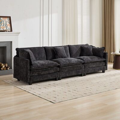 ACKERMAN Cloud Sofa 3 Seats (ottoman Is Not Included), Modern Sectional Couch, For Living Room Bedroom And Apartment, Comfy Double Layer Upholstered Seat Cushion, Breathable Chenille Fabric,black,de5013bk - Publicité ACKERMAN Cloud Sofa 3 Seats (ottoman Is Not Included), Modern Sectional Couch, For Living Room Bedroom And Apartment, Comfy Double Layer Upholstered Seat Cushion, Breathable Chenille Fabric,black,de5013bk - Publicité