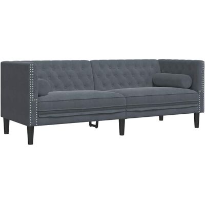 DESIGN IN Canapé Sofa Gris Foncé 194 X 74,5 X 70,5 Cm Velours - Publicité DESIGN IN Canapé Sofa Gris Foncé 194 X 74,5 X 70,5 Cm Velours - Publicité