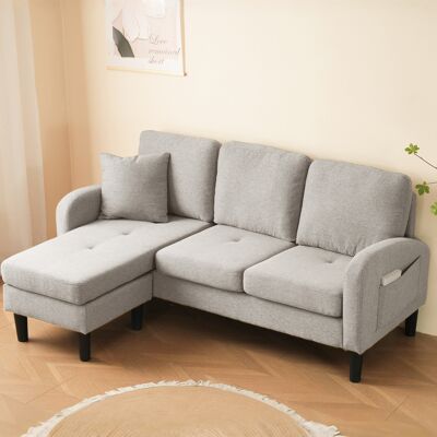 LEMONBEST Canapé D’angle En L 3 Places Beige-gris Avec Méridienne, Coussin Et Poche Latérale, Tissu Coton-lin Respirant, 166x118x77 Cm, Style Moderne Pour Salon - Publicité LEMONBEST Canapé D’angle En L 3 Places Beige-gris Avec Méridienne, Coussin Et Poche Latérale, Tissu Coton-lin Respirant, 166x118x77 Cm, Style Moderne Pour Salon - Publicité