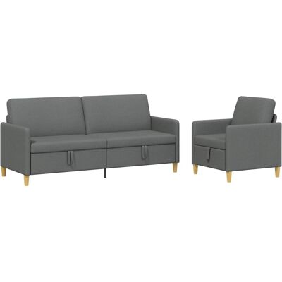 Canapé Avec Rangement 2 Pcs Gris Foncé Polyester Vidaxl - Publicité Canapé Avec Rangement 2 Pcs Gris Foncé Polyester Vidaxl - Publicité