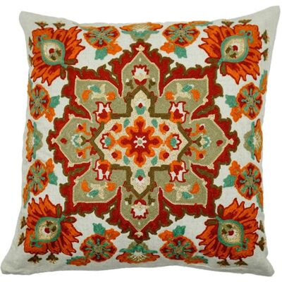 ALLAUVE Housse De Coussin Brodée En Fil Métallique, Motif Floral Carré - Publicité ALLAUVE Housse De Coussin Brodée En Fil Métallique, Motif Floral Carré - Publicité