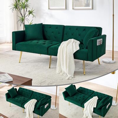 OEM Canapé Deux Places Moderne En Velours, Dossier Réglable En 3 Positions, 2 Coussins Inclus, Pieds En Métal Robustes, Doux Et Confortable Pour Salon, Appartement En Location, Petit Appartement, Vert - Publicité OEM Canapé Deux Places Moderne En Velours, Dossier Réglable En 3 Positions, 2 Coussins Inclus, Pieds En Métal Robustes, Doux Et Confortable Pour Salon, Appartement En Location, Petit Appartement, Vert - Publicité