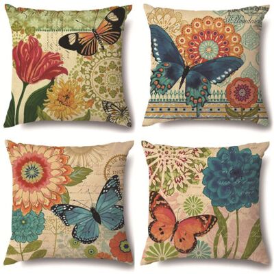 OEM Royaluxe-lot De 4 Housses De Coussin Carrées En Lin 45x45cm – Motifs Papillons Et Fleurs Aquarelle Vintage, Pour Salon/canapé/chambre, Décoration Bohème - Publicité OEM Royaluxe-lot De 4 Housses De Coussin Carrées En Lin 45x45cm – Motifs Papillons Et Fleurs Aquarelle Vintage, Pour Salon/canapé/chambre, Décoration Bohème - Publicité