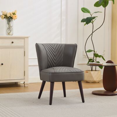 ACKERMAN Fauteuil De Salon En Simili Cuir Gris Sans Accoudoirs – Pied Massif En Bois D'Hévéa, Fauteuil De Confort Moderne - Publicité ACKERMAN Fauteuil De Salon En Simili Cuir Gris Sans Accoudoirs – Pied Massif En Bois D'Hévéa, Fauteuil De Confort Moderne - Publicité