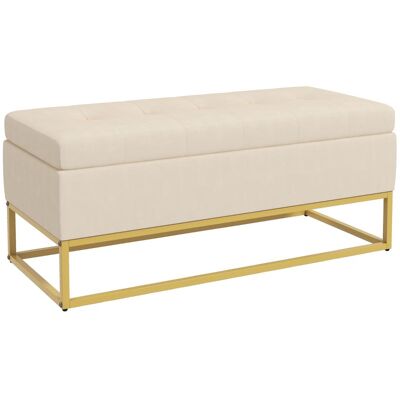Generic Banc De Rangement Avec Couvercle À Charnières, Aspect Velours Beige, Banc De Lit Avec Pieds En Acier, 110 X 44 X 49 Cm, Pour Entrée Ou Salon - Publicité Generic Banc De Rangement Avec Couvercle À Charnières, Aspect Velours Beige, Banc De Lit Avec Pieds En Acier, 110 X 44 X 49 Cm, Pour Entrée Ou Salon - Publicité