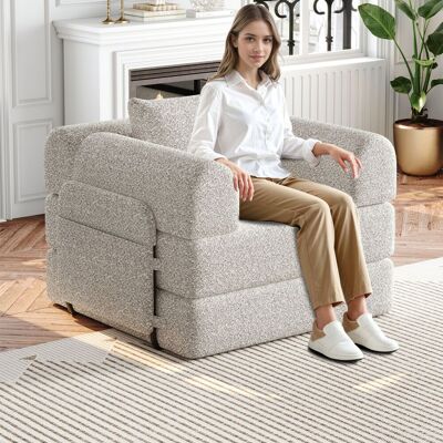 ACKERMAN Canapé-lit 2 En 1 En Chenille Avec Compartiment De Rangement Dans L'Accoudoir, Trois Cadres Métalliques Et De Multiples Options De Configuration. Publicité ACKERMAN Canapé-lit 2 En 1 En Chenille Avec Compartiment De Rangement Dans L'Accoudoir, Trois Cadres Métalliques Et De Multiples Options De Configuration. Publicité