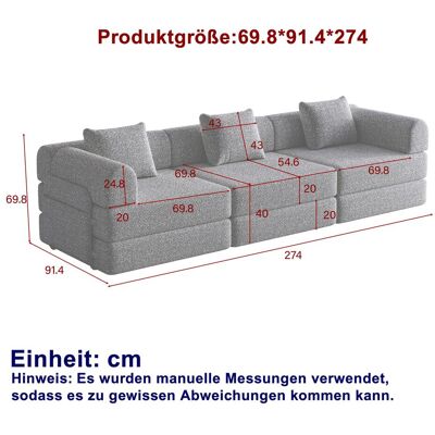 DEVOKO Canapé-lit Chenille 2-en-1 Breveté. Rangement Dans L'Accoudoir, Trois Cadres Métalliques, Multiples Configurations D'Aménagement - Publicité DEVOKO Canapé-lit Chenille 2-en-1 Breveté. Rangement Dans L'Accoudoir, Trois Cadres Métalliques, Multiples Configurations D'Aménagement - Publicité