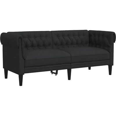 DESIGN IN Canapé Sofa Chesterfield 2 Places Noir Tissu - Publicité DESIGN IN Canapé Sofa Chesterfield 2 Places Noir Tissu - Publicité
