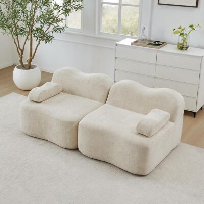 OEM Canapé Modulable 2 Places Sans Structure, Forme Ondulée, Assise Profonde, Accoudoirs Amovibles, Idéal Pour Le Salon Et L'Appartement, Livré Monté, Beige - Publicité OEM Canapé Modulable 2 Places Sans Structure, Forme Ondulée, Assise Profonde, Accoudoirs Amovibles, Idéal Pour Le Salon Et L'Appartement, Livré Monté, Beige - Publicité