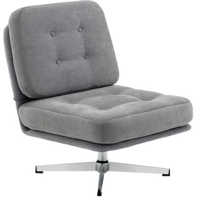 OEM Fauteuil Pivotant D'Appoint, Fauteuil De Lecture Capitonné En Chenille, Assise Large, Coussin En Plumes Et Pieds En Métal, Gris Clair - Publicité OEM Fauteuil Pivotant D'Appoint, Fauteuil De Lecture Capitonné En Chenille, Assise Large, Coussin En Plumes Et Pieds En Métal, Gris Clair - Publicité