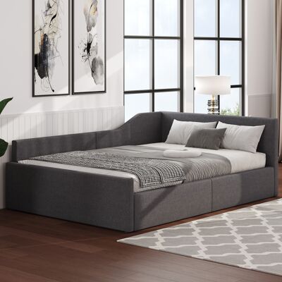 ALLAUVE Canapé Convertible Rembourré 140x200 Gris Avec Coffre De Rangement Intégré Sous L'Assise - Publicité ALLAUVE Canapé Convertible Rembourré 140x200 Gris Avec Coffre De Rangement Intégré Sous L'Assise - Publicité