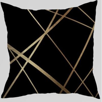NO BRAND Pair Housses De Coussin Noires 45x45cm, Motif Géométrique Doré, Décoration Moderne Pour Salon Et Chambre Lot De 2 - Publicité NO BRAND Pair Housses De Coussin Noires 45x45cm, Motif Géométrique Doré, Décoration Moderne Pour Salon Et Chambre Lot De 2 - Publicité