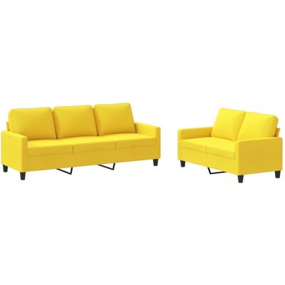 Maison Exclusive - Ensemble De Canapés 2 Pcs Avec Coussins Jaune Clair Tissu - Publicité Maison Exclusive - Ensemble De Canapés 2 Pcs Avec Coussins Jaune Clair Tissu - Publicité