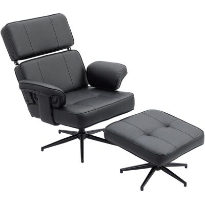 OEM Fauteuil Inclinable Réglable Avec Repose-pieds, Revêtement En Similicuir, Appui-tête Réglable En Hauteur, Piètement En Métal, Noir - Publicité OEM Fauteuil Inclinable Réglable Avec Repose-pieds, Revêtement En Similicuir, Appui-tête Réglable En Hauteur, Piètement En Métal, Noir - Publicité