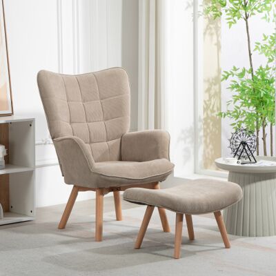 Acavallo Fauteuil À Oreilles Avec Repose-pieds (inclinable) — Fauteuil De Détente Rembourré, Tissu Effet Velours Côtelé, Pieds En Bois Massif — Fauteuil Tv De Salon — Kaki - Publicité Acavallo Fauteuil À Oreilles Avec Repose-pieds (inclinable) — Fauteuil De Détente Rembourré, Tissu Effet Velours Côtelé, Pieds En Bois Massif — Fauteuil Tv De Salon — Kaki - Publicité