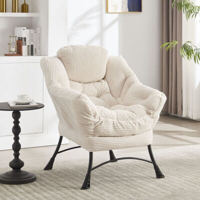 ALLAUVE Fauteuil D'Angle Blanc Avec Pouf, Fauteuil Lounge Moderne À Accoudoirs Et Poche Latérale, Fauteuil Rembourré De Détente, Siège Lecture Avec Repose-pieds Pour Espace Réduit. Publicité ALLAUVE Fauteuil D'Angle Blanc Avec Pouf, Fauteuil Lounge Moderne À Accoudoirs Et Poche Latérale, Fauteuil Rembourré De Détente, Siège Lecture Avec Repose-pieds Pour Espace Réduit. Publicité