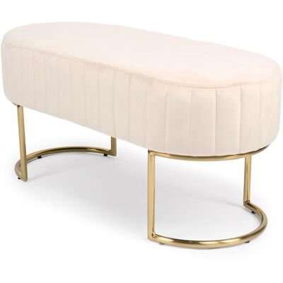 MENZZO Banquette Élégante Matelassée Philomena Pieds Métal Doré Et Velours Beige - Publicité MENZZO Banquette Élégante Matelassée Philomena Pieds Métal Doré Et Velours Beige - Publicité