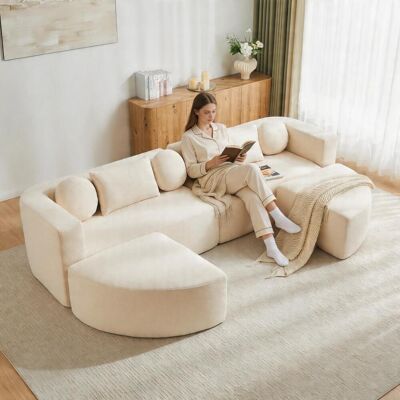 OEM Canapé-lit Modulable Avec Fonction Couchage, Canapé Nuage Entièrement Compressé, Tissu Chenille, Aucun Assemblage Requis, Beige, 292 Cm De Large X 165 Cm De Profondeur X 68 Cm De Haut. Publicité OEM Canapé-lit Modulable Avec Fonction Couchage, Canapé Nuage Entièrement Compressé, Tissu Chenille, Aucun Assemblage Requis, Beige, 292 Cm De Large X 165 Cm De Profondeur X 68 Cm De Haut. Publicité