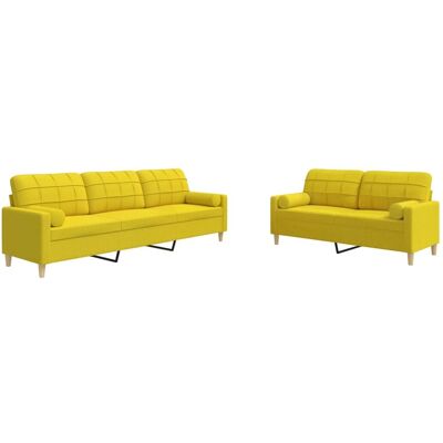 Maison Exclusive - Ensemble De Canapés 2 Pcs Coussins Décoratifs Jaune Clair Tissu - Publicité Maison Exclusive - Ensemble De Canapés 2 Pcs Coussins Décoratifs Jaune Clair Tissu - Publicité
