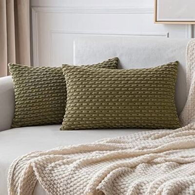 OEM Taie D'Oreiller Lombaire En Velours Côtelé Rayé Bohème 12x20 Pouces, Vert Olive – Style Ferme Moderne, Convient Aux Canapés, Lits, Bancs (compatible Avec La Taille Standard 12x20 Pouces). Publicité OEM Taie D'Oreiller Lombaire En Velours Côtelé Rayé Bohème 12x20 Pouces, Vert Olive – Style Ferme Moderne, Convient Aux Canapés, Lits, Bancs (compatible Avec La Taille Standard 12x20 Pouces). Publicité
