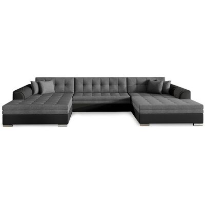 MENZZO Canapé Panoramique D'Angle Convertible Vento Simili Noir Et Tissu Gris Foncé - Publicité MENZZO Canapé Panoramique D'Angle Convertible Vento Simili Noir Et Tissu Gris Foncé - Publicité