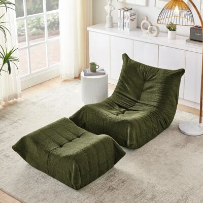 SANS MARQUE Canapé 1 Places En Tissu Teddy Doux - Fauteuil Relax Au Sol Sans Accoudoirs Avec Dossier Inclinable Et Repose-pieds- Design Scandinave-pour Salon/chambre/gaming (vert) - Publicité SANS MARQUE Canapé 1 Places En Tissu Teddy Doux - Fauteuil Relax Au Sol Sans Accoudoirs Avec Dossier Inclinable Et Repose-pieds- Design Scandinave-pour Salon/chambre/gaming (vert) - Publicité