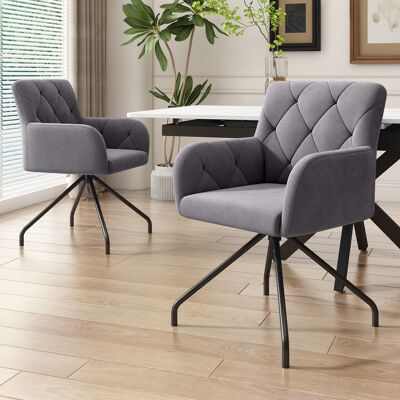 ALLAUVE Lot De 4 Fauteuils De Salle À Manger En Velours Gris, Dossier Losange, Assise Rembourrée, Piètement Métallique, Chaise Moderne Avec Soutien Lombaire Pour Salon Ou Chambre. Publicité ALLAUVE Lot De 4 Fauteuils De Salle À Manger En Velours Gris, Dossier Losange, Assise Rembourrée, Piètement Métallique, Chaise Moderne Avec Soutien Lombaire Pour Salon Ou Chambre. Publicité