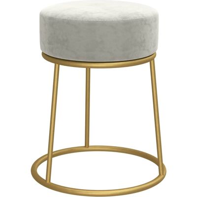 DESIGN IN Tabouret Rond Gris Clair Velours - Publicité DESIGN IN Tabouret Rond Gris Clair Velours - Publicité