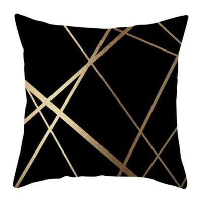 NO BRAND Pair Housses De Coussin Décoratives En Velours Noir 45 X 45 Cm, Taies D'Oreiller Géométriques Dorées, Pour Salon, Chambre À Coucher, Banc, Canapé, Lot De 2 - Publicité NO BRAND Pair Housses De Coussin Décoratives En Velours Noir 45 X 45 Cm, Taies D'Oreiller Géométriques Dorées, Pour Salon, Chambre À Coucher, Banc, Canapé, Lot De 2 - Publicité