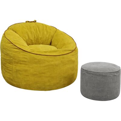 ACKERMAN Ergonomic Curved Bean Bag Chair With Detachable Storage Pocket And Matching Cylindrical Ottoman For Modern Home Comfort - Publicité ACKERMAN Ergonomic Curved Bean Bag Chair With Detachable Storage Pocket And Matching Cylindrical Ottoman For Modern Home Comfort - Publicité