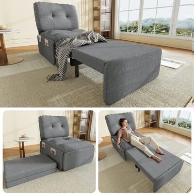 SANS MARQUE Canapé Lit Extensible Invisible 2 En 1, Tissu Lin, 195x81,5 Cm (fauteuil/chaise Longue), Surface De Sommeil 165x80 Cm-gris - Publicité SANS MARQUE Canapé Lit Extensible Invisible 2 En 1, Tissu Lin, 195x81,5 Cm (fauteuil/chaise Longue), Surface De Sommeil 165x80 Cm-gris - Publicité