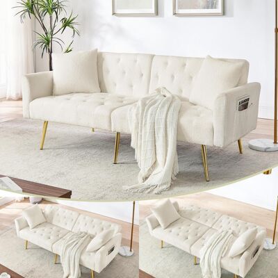 OEM Canapé Deux Places Moderne En Polaire Bouclée Effet Peluche, Dossier Réglable 3 Positions, 2 Coussins Inclus, Pieds En Métal Robustes, Doux Et Confortable Pour Salon, Appartement En Location, Petit Ap - Publicité OEM Canapé Deux Places Moderne En Polaire Bouclée Effet Peluche, Dossier Réglable 3 Positions, 2 Coussins Inclus, Pieds En Métal Robustes, Doux Et Confortable Pour Salon, Appartement En Location, Petit Ap - Publicité