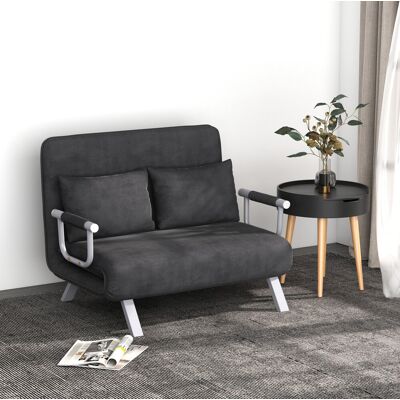 BEAOK Canapé Convertible 2 Places En Similisuède Gris, Structure Métal, 111x80x78 Cm - Publicité BEAOK Canapé Convertible 2 Places En Similisuède Gris, Structure Métal, 111x80x78 Cm - Publicité