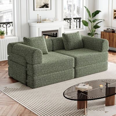 ACKERMAN Canapé-lit En Chenille 2-en-1 Avec Compartiment De Rangement Dans L'Accoudoir, Trois Cadres En Métal Et Plusieurs Possibilités De Configuration. Publicité ACKERMAN Canapé-lit En Chenille 2-en-1 Avec Compartiment De Rangement Dans L'Accoudoir, Trois Cadres En Métal Et Plusieurs Possibilités De Configuration. Publicité