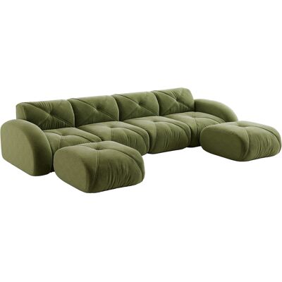 CAPSKA Caizicanapé Modulaire En U Sans Cadre, Ensemble De Canapé Combiné 4 Places, Avec 2 Poufs, Pour Salon, Tissu Confortable, Design Antidérapant, Sans Montage Requis, Vert - Publicité CAPSKA Caizicanapé Modulaire En U Sans Cadre, Ensemble De Canapé Combiné 4 Places, Avec 2 Poufs, Pour Salon, Tissu Confortable, Design Antidérapant, Sans Montage Requis, Vert - Publicité