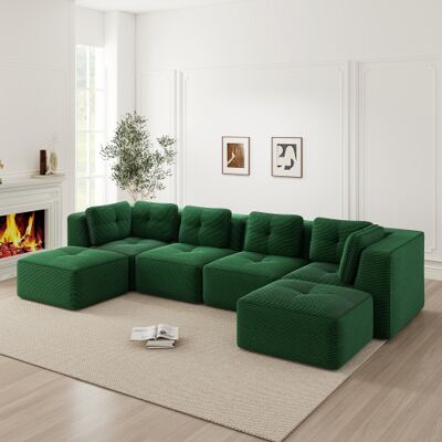 XISRENS Canapé D'Angle Modulable Sans Structure, Canapé En U Avec Pouf, Canapé-lit Profond, Antidérapant, Livré Monté, Vertwl - Publicité XISRENS Canapé D'Angle Modulable Sans Structure, Canapé En U Avec Pouf, Canapé-lit Profond, Antidérapant, Livré Monté, Vertwl - Publicité
