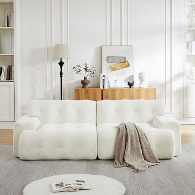ACKERMAN Canapé Cloud, Grand Canapé 2 Places – Accoudoirs Larges Et Design Moderne Avec Boutons Capitonnés. Canapé Incurvé, Adapté Pour Salon Et Appartements. Pas De Montage Requis. Beige - Publicité ACKERMAN Canapé Cloud, Grand Canapé 2 Places – Accoudoirs Larges Et Design Moderne Avec Boutons Capitonnés. Canapé Incurvé, Adapté Pour Salon Et Appartements. Pas De Montage Requis. Beige - Publicité