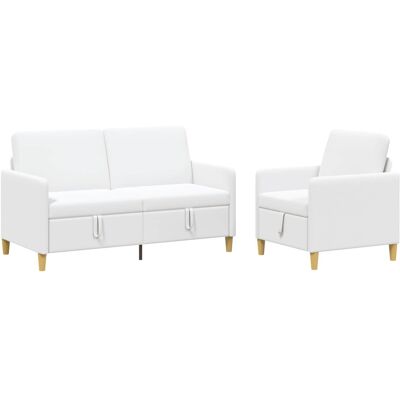 Canapé Avec Rangement 2 Pcs Blanc Polyester Vidaxl - Publicité Canapé Avec Rangement 2 Pcs Blanc Polyester Vidaxl - Publicité