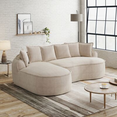 XISRENS Canapé D'Angle Modulaire Sans Cadre, Revêtement En Chenille. Canapé Cloud En Mousse, Forme L, Assise Extra Profonde Et Larges Accoudoirs, Avec Méridienne Et Coussins, Livré Monté, Marron Clair Wl. Publicité XISRENS Canapé D'Angle Modulaire Sans Cadre, Revêtement En Chenille. Canapé Cloud En Mousse, Forme L, Assise Extra Profonde Et Larges Accoudoirs, Avec Méridienne Et Coussins, Livré Monté, Marron Clair Wl. Publicité