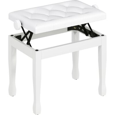 OEM Banquette De Piano, Tabouret Pour Clavier En Bois Massif À Hauteur Réglable, Assise Rembourrée, 64 X 35 X 45–55 Cm, Blanc - Publicité OEM Banquette De Piano, Tabouret Pour Clavier En Bois Massif À Hauteur Réglable, Assise Rembourrée, 64 X 35 X 45–55 Cm, Blanc - Publicité