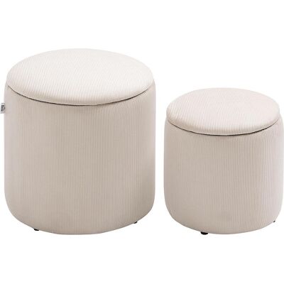 OEM Tabouret Ottoman, Lot De Deux, Avec Espace De Rangement, Revêtement Souple Aspect Velours Côtelé, Blanc Crème, 40 X 40 X 41 Cm - Publicité OEM Tabouret Ottoman, Lot De Deux, Avec Espace De Rangement, Revêtement Souple Aspect Velours Côtelé, Blanc Crème, 40 X 40 X 41 Cm - Publicité