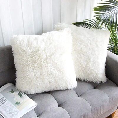 OEM Lot De 2 Housses De Coussin En Fausse Fourrure, Moelleuses Et Douces, Pour Salon, Canapé, Chambre, Voiture, 45x45 Cm, Blanc. Publicité OEM Lot De 2 Housses De Coussin En Fausse Fourrure, Moelleuses Et Douces, Pour Salon, Canapé, Chambre, Voiture, 45x45 Cm, Blanc. Publicité