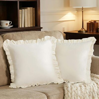 OEM Lot De 2 Housses De Coussin Carrées 45 X 45 Cm Ivoire, À Bordures Froncées, Housses De Coussin Haut De Gamme Douces Pour Canapé, Salon Et Chambre, Housses De Coussin Décoratives - Publicité OEM Lot De 2 Housses De Coussin Carrées 45 X 45 Cm Ivoire, À Bordures Froncées, Housses De Coussin Haut De Gamme Douces Pour Canapé, Salon Et Chambre, Housses De Coussin Décoratives - Publicité